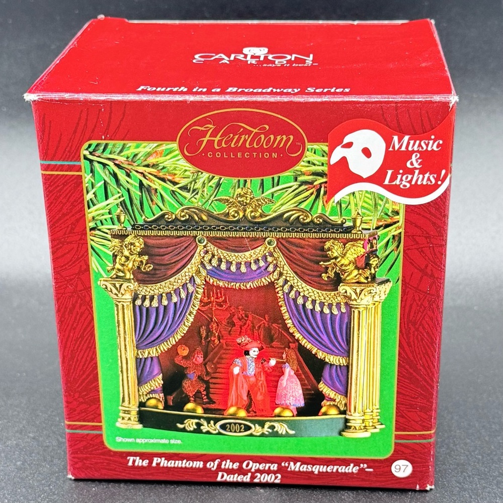 2002 Phantom of the Opera Masquerade Musical Light Up Christmas Tree Ornament